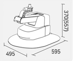 치수: 가로 495, 세로 595, 높이 370(557)mm