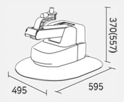 치수: 가로 495, 세로 595, 높이 370(557)mm