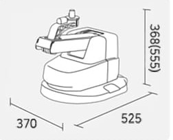 치수: 가로 370, 세로 525, 높이 368(555)mm
